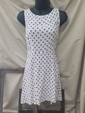 BONGO White Sleeveless Mini Dress with Red & Blue Floral Print